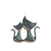Kattskulptur par 9 cm helkroppsstaty Bronsprydnad, miniatyr Brons 1 - grifon.se 