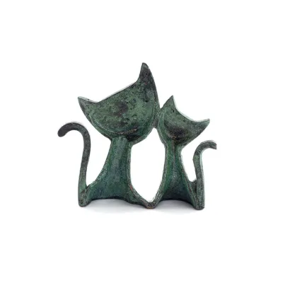 Kattskulptur par 9 cm helkroppsstaty Bronsprydnad, miniatyr Brons 3 - grifon.se 
