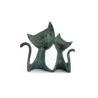 Cat Sculpture Couple 9cm Full Body Statue Bronze Ornament, Miniature Bronze 3 - grifon.se 