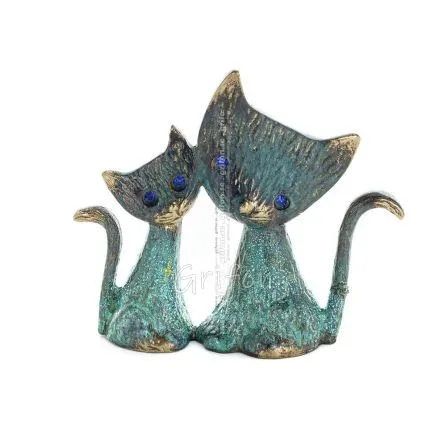 Kattskulptur par 11 cm helkroppsstaty Bronsprydnad, miniatyr Brons 1 - grifon.se 