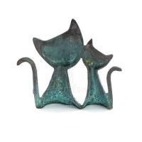 Cat Sculpture Couple 11cm Full Body Statue Bronze Ornament, Miniature Bronze 3 - grifon.se 
