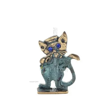Katt Nya händer 7,5 cm Helkroppsstaty Brons Ornament Miniatyr Brons 1 - grifon.se 