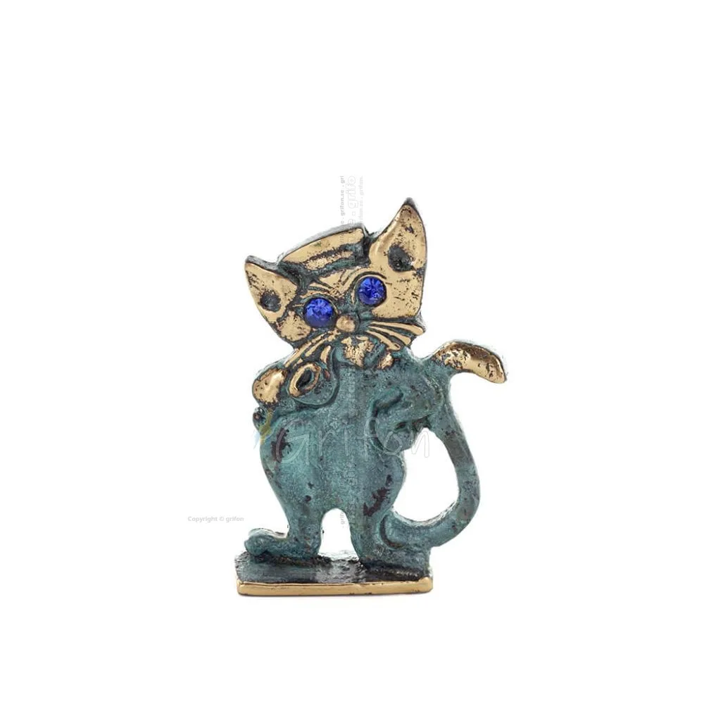 Katt Nya händer 7,5 cm Helkroppsstaty Brons Ornament Miniatyr Brons 1 - grifon.se 