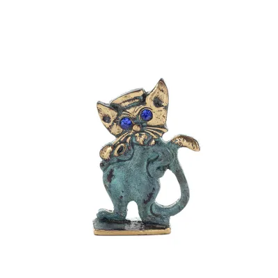 Katt Nya händer 7,5 cm Helkroppsstaty Brons Ornament Miniatyr Brons 1 - grifon.se 