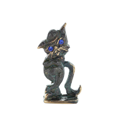 New Cross-legged Cat 7.5cm Full Body Statue Bronze Ornament Miniature Bronze 1 - grifon.se 