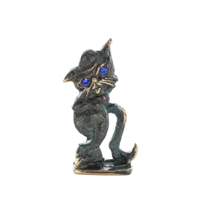 New Cross-legged Cat 7.5cm Full Body Statue Bronze Ornament Miniature Bronze 1 - grifon.se 