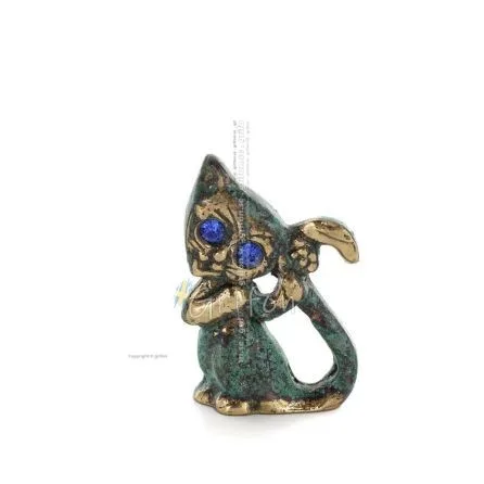 Kattsvans stående 5 cm helkroppsstaty Bronsprydnad, miniatyr Brons 1 - grifon.se 