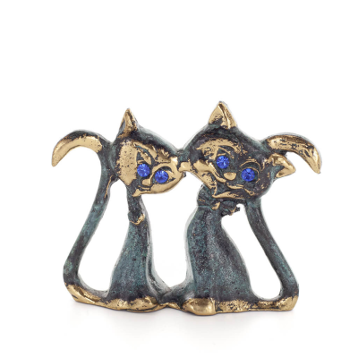 Cat, Kitten: Symbol of Femininity, Eternity & Hell Pair Mini 7.5cm Full Body Statue Bronze Ornament Bronze 1 - grifon.se 