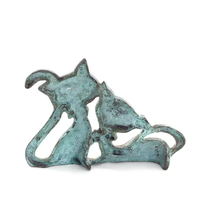 Bow Tie Couple Cat 7.5cm Full Body Statue Bronze Ornament, Miniature Bronze 3 - grifon.se 