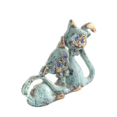 Fluga par katt 7,5 cm helkroppsstaty Brons prydnad, miniatyr Brons 5 - grifon.se 
