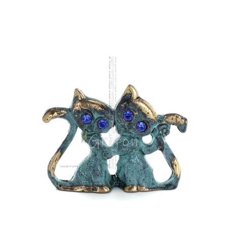 Cat Couple Mini 5cm Full Body Statue Bronze Ornament, Miniature Bronze 1 - grifon.se 