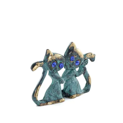 Katt Par Mini 5 cm helkroppsstaty Brons prydnad, miniatyr Brons 5 - grifon.se 
