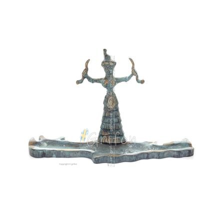 Snake Goddess, Fertility Goddess 20x10cm Bronze, Full Body Statue Bronze Ornament, Minoan Civilization, Ancient Greece Bronze 1 