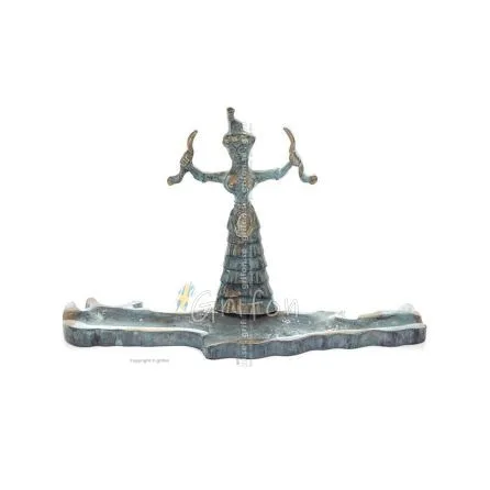 Snake Goddess, Fertility Goddess 20x10cm Brons, Helkroppsstaty Brons Ornament, Minoisk Civilisation, Antika Grekland Brons 1 - g