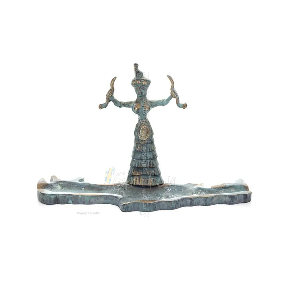 Snake Goddess, Fertility Goddess 20x10cm Brons, Helkroppsstaty Brons Ornament, Minoisk Civilisation, Antika Grekland Brons 1 - g