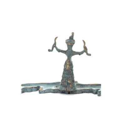 Snake Goddess, Fertility Goddess 20x10cm Brons, Helkroppsstaty Brons Ornament, Minoisk Civilisation, Antika Grekland Brons 4 - g