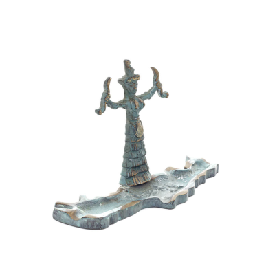 Snake Goddess, Fertility Goddess 20x10cm Brons, Helkroppsstaty Brons Ornament, Minoisk Civilisation, Antika Grekland Brons 5 - g