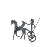 Athena or Athana or Athene: The goddess of wisdom on a chariot with Pegasus & spear, 12cm full-bodied bronze decorative statue, 