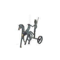 Athena or Athana or Athene: The goddess of wisdom on a chariot with Pegasus & spear, 12cm full-bodied bronze decorative statue, 