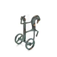 Athena or Athana or Athene: The goddess of wisdom 11cm on a chariot with a helmet and an owl in her hand, full-bodied bronze dec