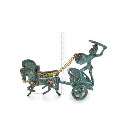 Chariot with Achilles: War Horses or Horse Races and the Invulnerable Warrior 13x10cm Bronze Ornament Bronze 1 - grifon.se 