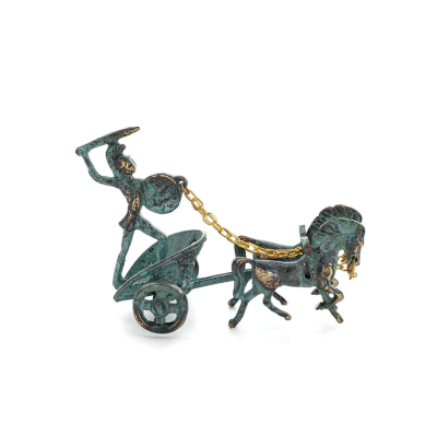 Chariot with Achilles: War Horses or Horse Races and the Invulnerable Warrior 13x10cm Bronze Ornament Bronze 4 - grifon.se 