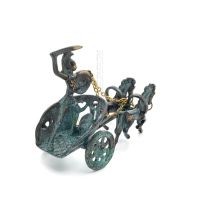 Chariot with Achilles: War Horses or Horse Races and the Invulnerable Warrior 16x13cm Brass Ornament Bronze 3 - grifon.se 