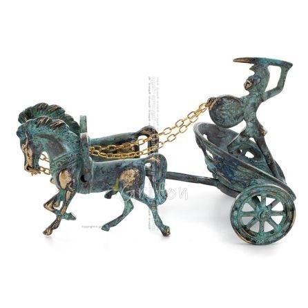 Chariot with Achilles: War Horses or Horse Racing Events and the Invulnerable Warrior 20x13,5 cm bronsprydnad Brons 1 - grifon.s