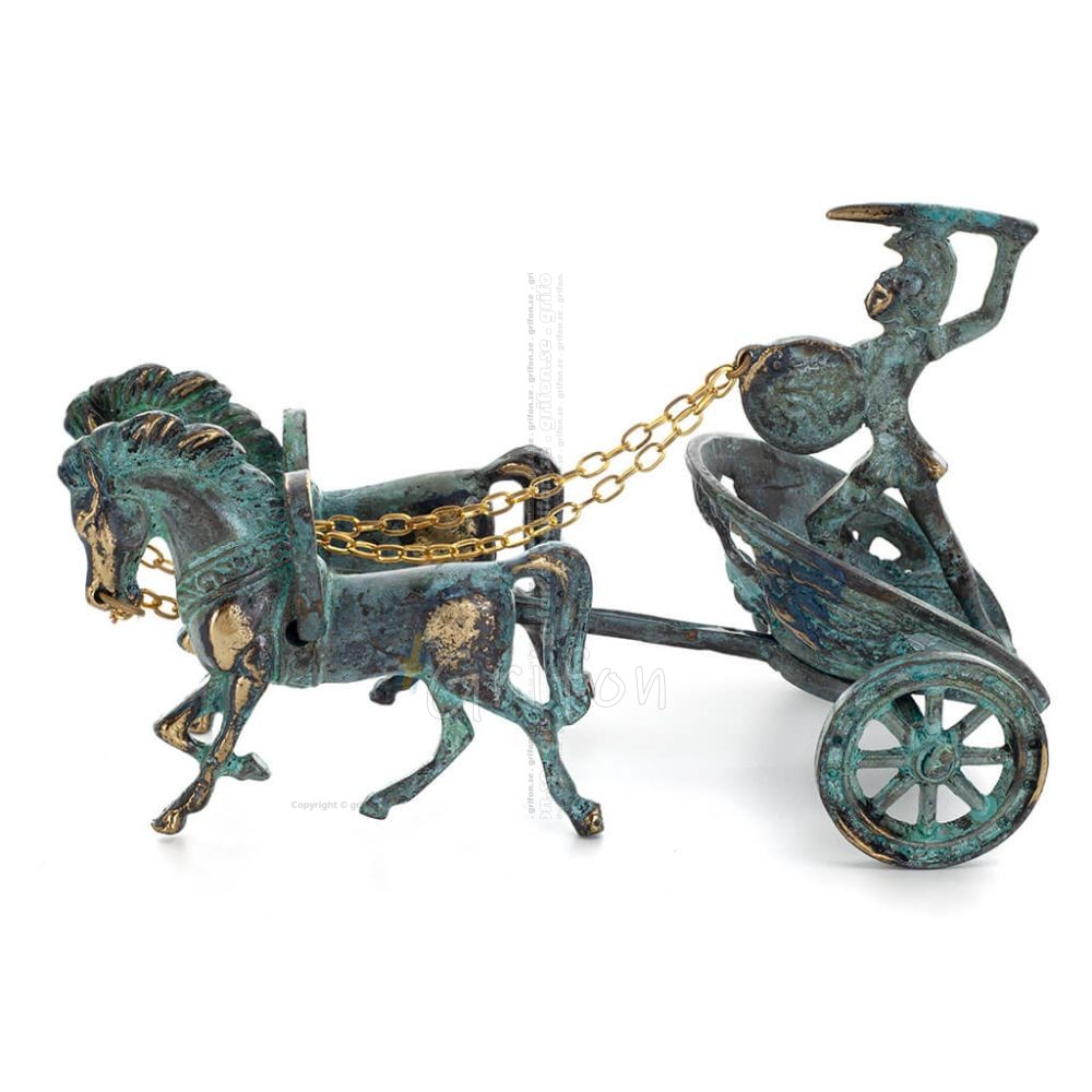 Chariot with Achilles: War Horses or Horse Racing Events and the Invulnerable Warrior 20x13,5 cm bronsprydnad Brons 1 - grifon.s Chariot with Achilles: War Horses or Horse Racing Events and the Invulnerable Warrior 20x13,5 cm bronsprydnad Brons 1 - grifon.s