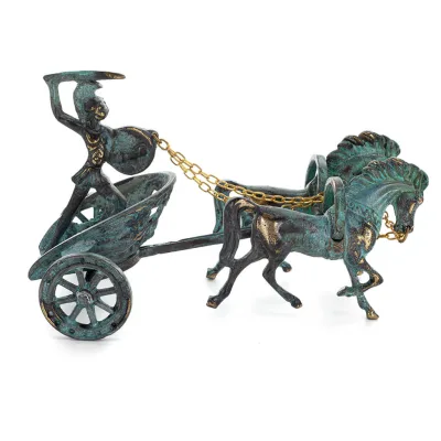 Chariot with Achilles: War Horses or Horse Racing Events and the Invulnerable Warrior 20x13,5 cm bronsprydnad Brons 4 - grifon.s