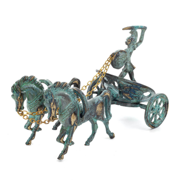 Chariot with Achilles: War Horses or Horse Racing Events and the Invulnerable Warrior 20x13.5cm Bronze Ornament Bronze 5 - grifo