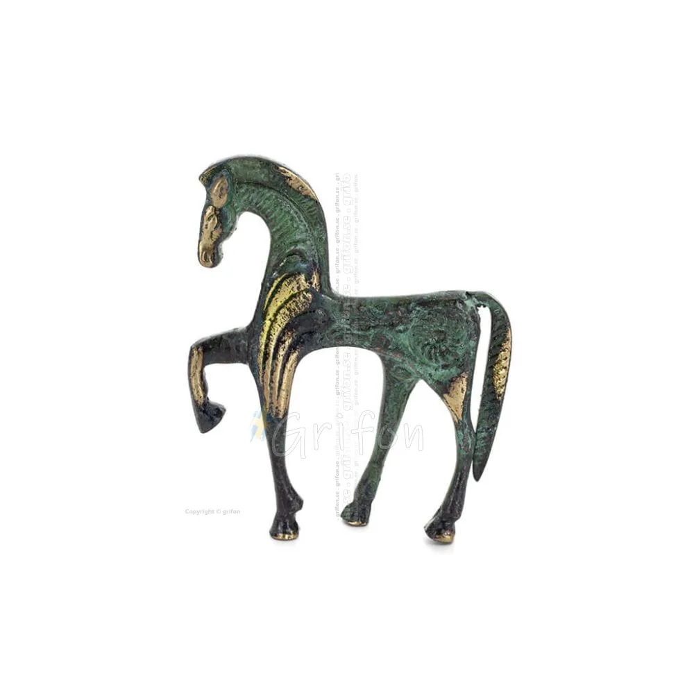 Bucephalus, Alexander den stores häst, symboliserar odelad vänskap, 12 cm, statyett med bas, bronsdekoration Brons 1 - grifon.se