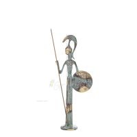Athena or Athana or Athene: The goddess of wisdom 23cm with a spear, helmet, and shield with an owl Full-body statue Bronze Bron