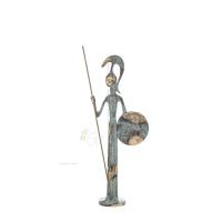 Athena or Athana or Athene: The goddess of wisdom 23cm with a spear, helmet, and shield with an owl Full-body statue Bronze Bron