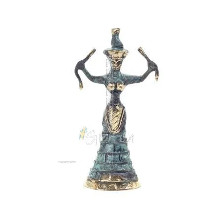 Snake Goddess, Fertility Goddess 19cm Bronze, Full Body Statue Bronze Ornament, Minoan Civilization, Ancient Greece Bronze 1 - g