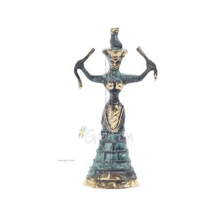 Snake Goddess, Fertility Goddess 19cm Brons, Helkroppsstaty Brons Ornament, Minoisk Civilisation, Antika Grekland Brons 1 - grif
