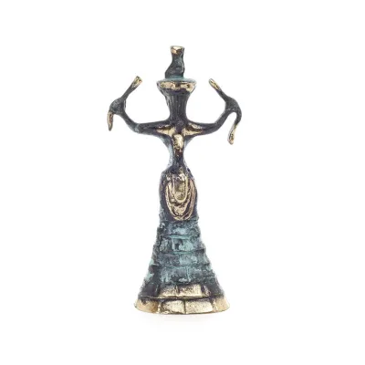 Snake Goddess, Fertility Goddess 19cm Brons, Helkroppsstaty Brons Ornament, Minoisk Civilisation, Antika Grekland Brons 4 - grif