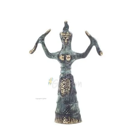 Snake Goddess, Fertility Goddess 13cm Bronze, Full Body Statue Bronze Ornament, Minoan Civilization, Ancient Greece Bronze 1 - g