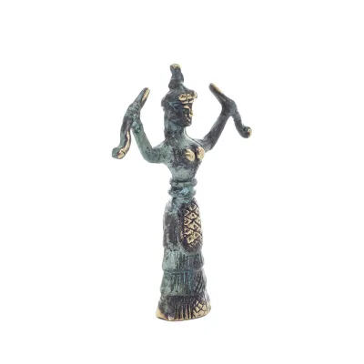 Snake Goddess, Fertility Goddess 13cm Brons, Helkroppsstaty Brons Ornament, Minoisk Civilisation, Antika Grekland Brons 5 - grif