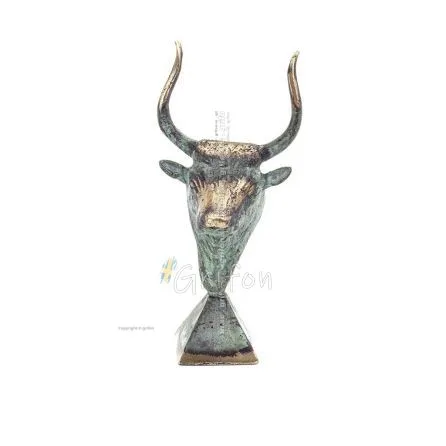 Minotaur: Drottning Pasiphaes son, Tjurhuvud, Tjurhuvud 15 cm Byst, dekorativ, minoisk kultur Brons 1 - grifon.se 