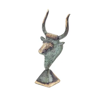 Minotaur: Drottning Pasiphaes son, Tjurhuvud, Tjurhuvud 15 cm Byst, dekorativ, minoisk kultur Brons 2 - grifon.se 