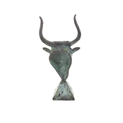 Minotaur: Drottning Pasiphaes son, Tjurhuvud, Tjurhuvud 15 cm Byst, dekorativ, minoisk kultur Brons 4 - grifon.se 