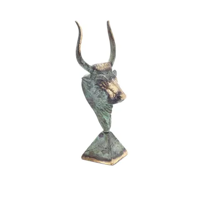 Minotaur: Drottning Pasiphaes son, Tjurhuvud, Tjurhuvud 15 cm Byst, dekorativ, minoisk kultur Brons 5 - grifon.se 