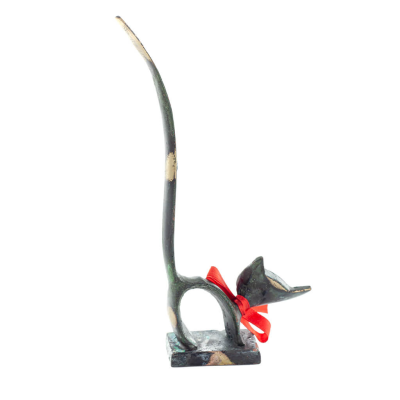 Cat, kitten: Symbol of femininity, eternity & hell thin with tail 16x7cm Full body statue Bronze decoration Bronze 3 - grifon.se