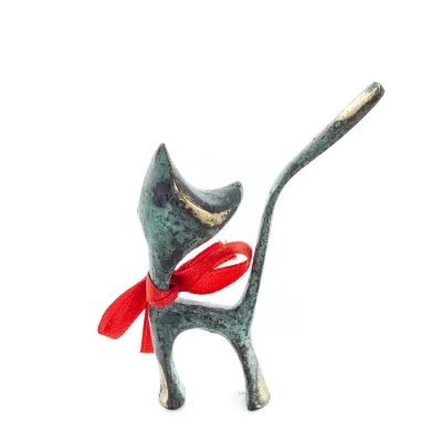 Katt, kattunge: Symbol för kvinnlighet, evighet och helvete 7x4 cm helkroppsstaty bronsprydnad Brons 3 - grifon.se 