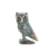 Uggla eller Glaucus: den heliga fågeln, symbol för visdom, försiktighet, 6 cm helkroppsstaty Bronsdekoration Brons 1 - grifon.se