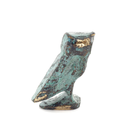 Uggla eller Glaucus: den heliga fågeln, symbol för visdom, försiktighet, 6 cm helkroppsstaty Bronsdekoration Brons 3 - grifon.se
