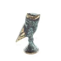 Uggla eller Glaucus: den heliga fågeln, symbol för visdom, försiktighet, platta 4,5x2cm Helkroppsstaty Bronsdekoration Brons 3 -