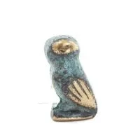Uggla eller Glaucus: den heliga fågeln, symbol för visdom, försiktighet, 2,5x1,5 cm helkroppsstaty Bronsdekoration Brons 3 - gri
