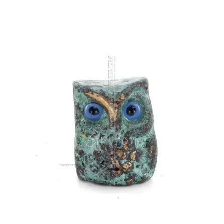 Uggla eller Glaucus: den heliga fågeln, symbol för visdom, försiktighet, mini 2,5x2cm helkroppsstaty Dekorativ brons Brons 1 - g